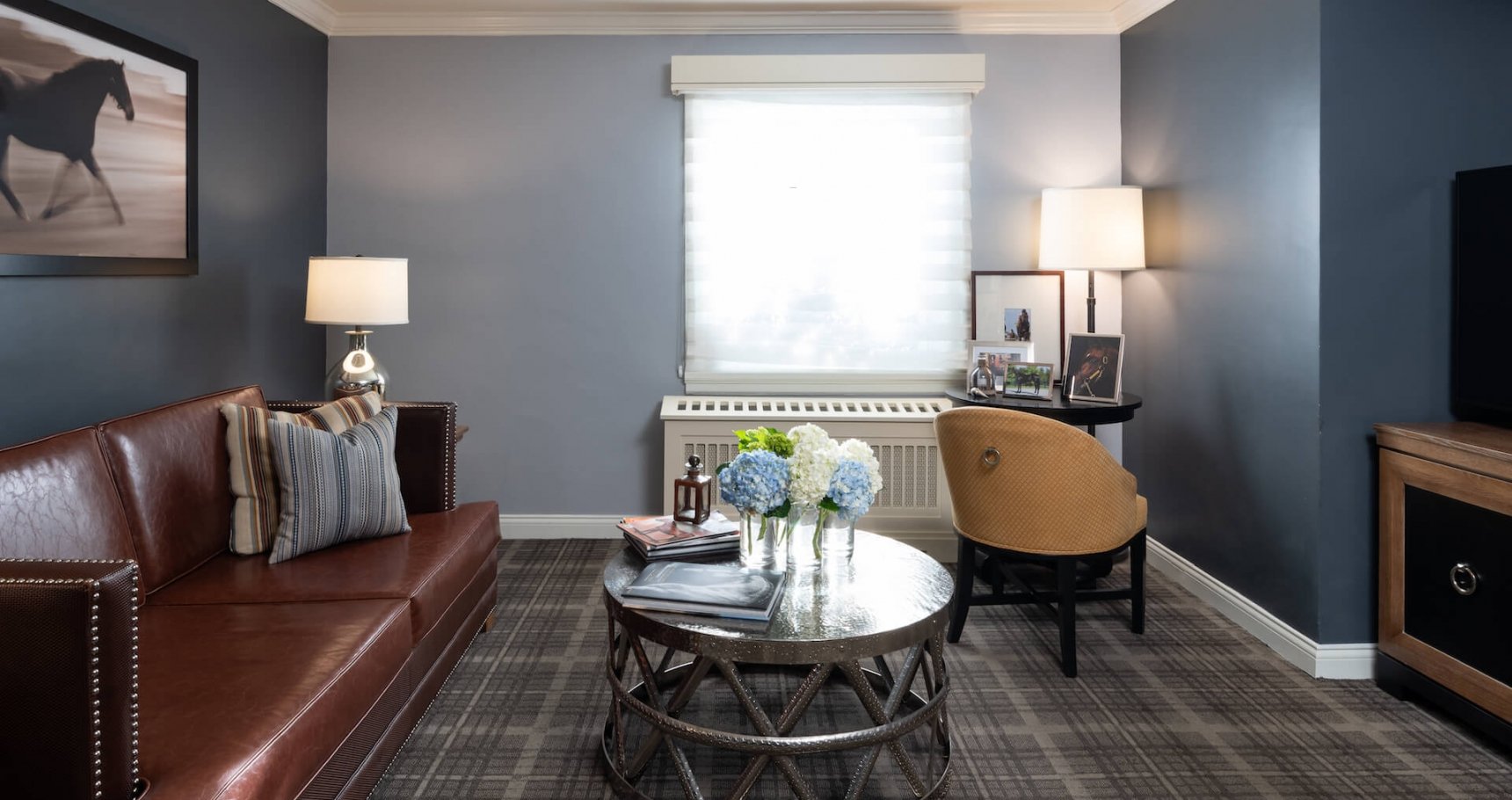 Guest room living area with couch
