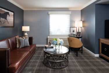 Guest room living area with couch