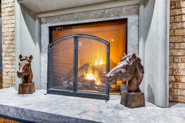 Large fireplace in lobby