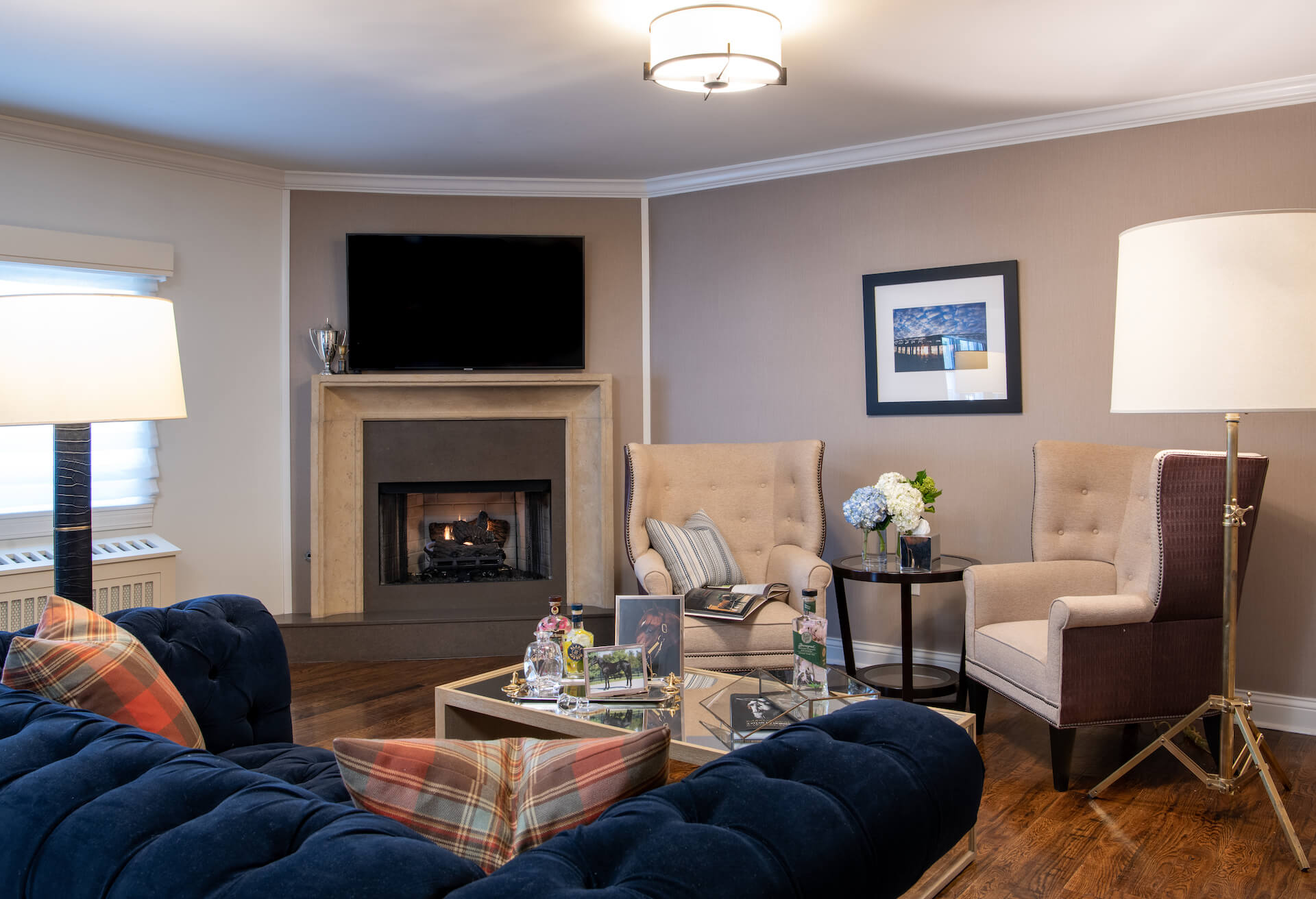 Sitting Nook in Guest Suite with Fireplace and Plush Furniture