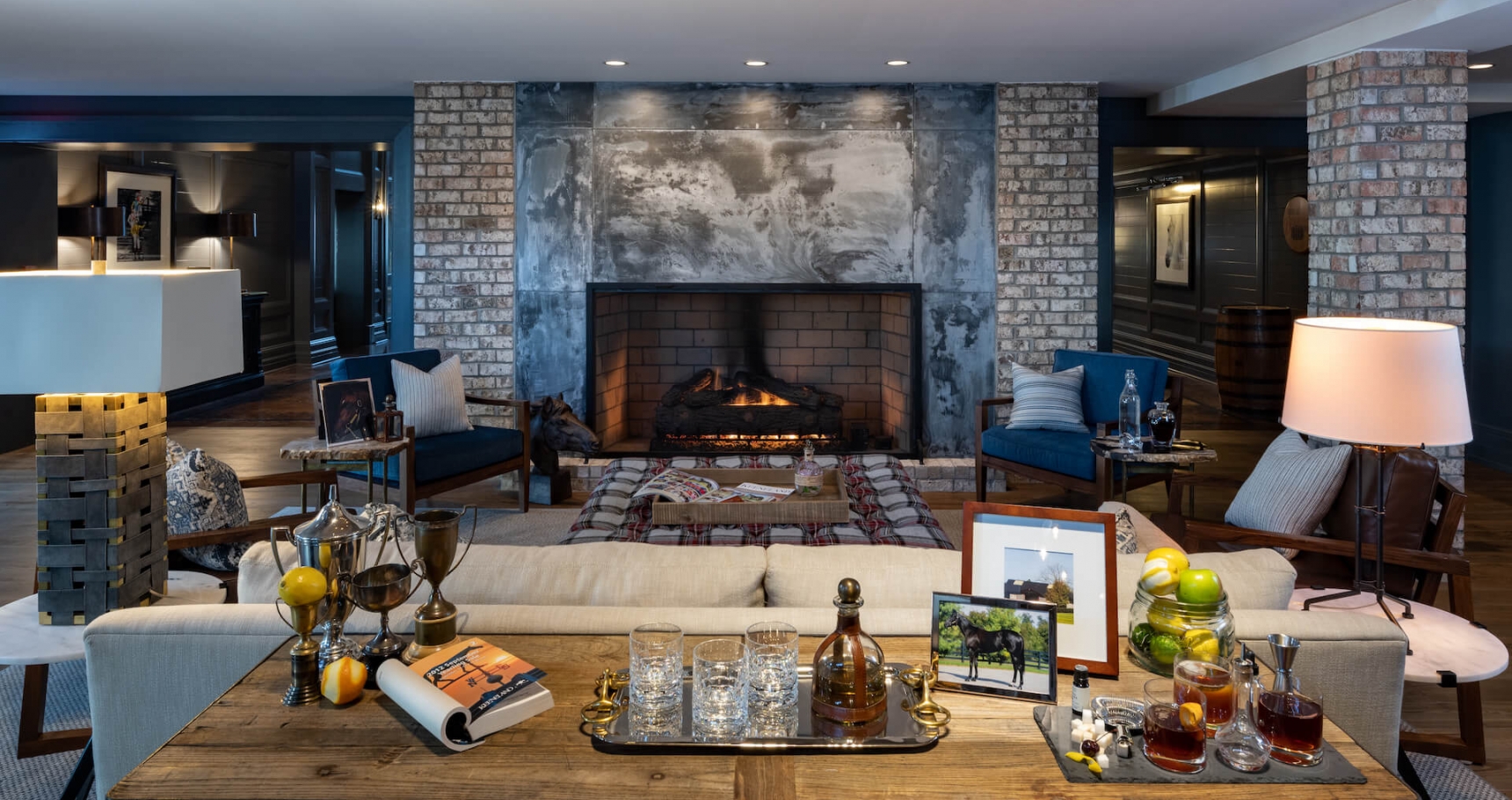 View of fireplace in Lobby