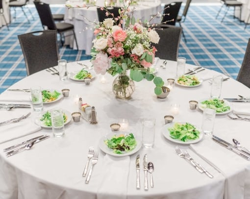Table settings at a wedding